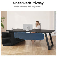 Sikaic Computer Desk 70.3 inch L-Shaped Executive Desk with Power Outlets & Storage Black Black / Engineered Wood / Modern