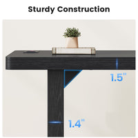 Sikaic Computer Desk 70.9 inch Executive Desk with Built-In Power Outlet Black Black / Engineered Wood / Modern