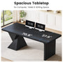 Sikaic Computer Desk 70.9 inch Executive Desk with Built-In Power Outlet Black Black / Engineered Wood / Modern