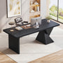 Sikaic Computer Desk 70.9 inch Executive Desk with Built-In Power Outlet Black Black / Engineered Wood / Modern
