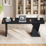Sikaic Computer Desk 70.9 inch Executive Desk with Built-In Power Outlet Black Black / Engineered Wood / Modern