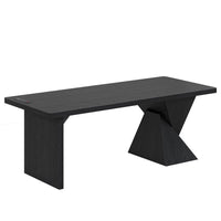 Sikaic Computer Desk 70.9 inch Executive Desk with Built-In Power Outlet Black Black / Engineered Wood / Modern