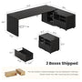 Sikaic Computer Desk 70.9 Inch L-Shaped Executive Desk with Power Outlets & Movable File Cabinet Black Black / Engineered Wood / Modern