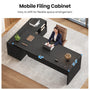 Sikaic Computer Desk 70.9 Inch L-Shaped Executive Desk with Power Outlets & Movable File Cabinet Black Black / Engineered Wood / Modern