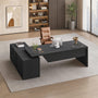 Sikaic Computer Desk 70.9 Inch L-Shaped Executive Desk with Power Outlets & Movable File Cabinet Black Black / Engineered Wood / Modern