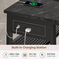 Sikaic Computer Desk 71 in Reversible L Shaped Executive Desk with Mobile File Cabinet and Power Outlets Black Black / Engineered Wood / Modern