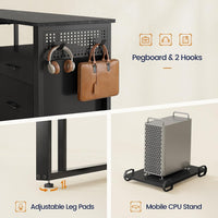 Sikaic Computer Desk 71 in Reversible L Shaped Executive Desk with Power Outlets Black Black / Engineered Wood / Modern