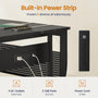 Sikaic Computer Desk 71 in Reversible L Shaped Executive Desk with Power Outlets Black Black / Engineered Wood / Modern