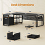 Sikaic Computer Desk 71 in Reversible L Shaped Executive Desk with Power Outlets Black Black / Engineered Wood / Modern