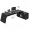 Sikaic Computer Desk 78 inch L Shaped Executive Desk with Power Outlets Black Black / Engineered Wood / Modern