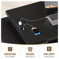Sikaic Computer Desk 80.6" Modern Executive Desk with Power Outlet & 3 Large Cabinets Black Black / Engineered Wood / Modern