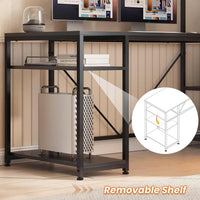 Sikaic Computer Desk Computer Desk with Storage Shelves 59 inches Office Desk with LED Light and Bookshelf Storage Shelves for Home Office Desk with Display Cabinet Rustic Black