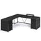 Sikaic Computer Desk 63 Inches L Shaped Desk with 5 Drawers Black Black / Modern / Engineered Wood