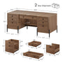 Sikaic Computer Desk 63 inch Executive Desk with 5 Drawers and Privacy Panel Brown Brown / Engineered Wood / Farmhouse
