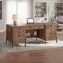 Sikaic Computer Desk 63 inch Executive Desk with 5 Drawers and Privacy Panel Brown Brown / Engineered Wood / Farmhouse
