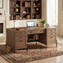 Sikaic Computer Desk 63 inch Executive Desk with 5 Drawers and Privacy Panel Brown Brown / Engineered Wood / Farmhouse