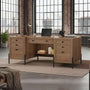 Sikaic Computer Desk 63 inch Executive Desk with 5 Drawers and Privacy Panel Brown Brown / Engineered Wood / Farmhouse