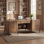 Sikaic Computer Desk 63 inch Executive Desk with 5 Drawers and Privacy Panel Brown Brown / Engineered Wood / Farmhouse