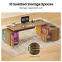Sikaic Computer Desk 85.8" Large Executive Desk with Power Outlet Brown Brown / Engineered Wood & Metal / Modern