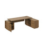 Sikaic Computer Desk 85.8" Large Executive Desk with Power Outlet Brown Brown / Engineered Wood & Metal / Modern