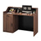 Sikaic Computer Desk 47 inch Reception Desk with Lockable Drawer Brown-Black Brown / Engineered Wood / Mid-Century Modern