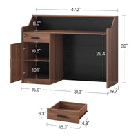Sikaic Computer Desk 47 inch Reception Desk with Lockable Drawer Brown-Black Brown / Engineered Wood / Mid-Century Modern