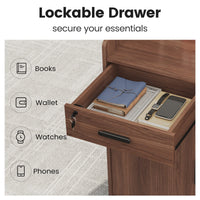 Sikaic Computer Desk 47 inch Reception Desk with Lockable Drawer Brown-Black Brown / Engineered Wood / Mid-Century Modern