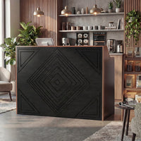 Sikaic Computer Desk 47 inch Reception Desk with Lockable Drawer Brown-Black Brown / Engineered Wood / Mid-Century Modern