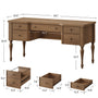 Sikaic Computer Desk 59in Farmhouse Executive Desk with 4 Drawers & Storage Shelf Brown Brown / Engineered Wood / Modern