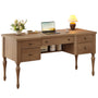 Sikaic Computer Desk 59in Farmhouse Executive Desk with 4 Drawers & Storage Shelf Brown Brown / Engineered Wood / Modern