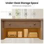 Sikaic Computer Desk 59in Farmhouse Executive Desk with 4 Drawers & Storage Shelf Brown Brown / Engineered Wood / Modern