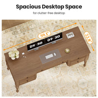 Sikaic Computer Desk 59in Farmhouse Executive Desk with 4 Drawers & Storage Shelf Brown Brown / Engineered Wood / Modern