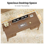 Sikaic Computer Desk 59in Farmhouse Executive Desk with 4 Drawers & Storage Shelf Brown Brown / Engineered Wood / Modern
