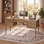 Sikaic Computer Desk 59in Farmhouse Executive Desk with 4 Drawers & Storage Shelf Brown Brown / Engineered Wood / Modern
