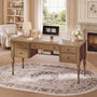 Sikaic Computer Desk 59in Farmhouse Executive Desk with 4 Drawers & Storage Shelf Brown Brown / Engineered Wood / Modern