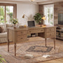 Sikaic Computer Desk 59in Farmhouse Executive Desk with 4 Drawers & Storage Shelf Brown Brown / Engineered Wood / Modern
