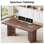 Sikaic Computer Desk 63 inch Dining Table for 4 People with Built-In Charging Hub Brown Brown / Engineered Wood / Modern