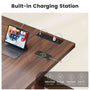 Sikaic Computer Desk 63 inch Dining Table for 4 People with Built-In Charging Hub Brown Brown / Engineered Wood / Modern