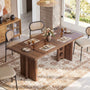 Sikaic Computer Desk 63 inch Dining Table for 4 People with Built-In Charging Hub Brown Brown / Engineered Wood / Modern