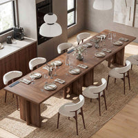 Sikaic Computer Desk 63 inch Dining Table for 4 People with Built-In Charging Hub Brown Brown / Engineered Wood / Modern