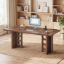 Sikaic Computer Desk 63 inch Dining Table for 4 People with Built-In Charging Hub Brown Brown / Engineered Wood / Modern