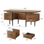 Sikaic Computer Desk 70.9" Modern Executive Desk with 2 Drawers & Open Storage Shelf Brown Brown / Engineered Wood / Modern