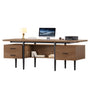 Sikaic Computer Desk 70.9" Modern Executive Desk with 2 Drawers & Open Storage Shelf Brown Brown / Engineered Wood / Modern