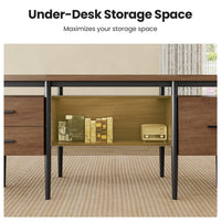 Sikaic Computer Desk 70.9" Modern Executive Desk with 2 Drawers & Open Storage Shelf Brown Brown / Engineered Wood / Modern