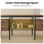 Sikaic Computer Desk 70.9" Modern Executive Desk with 2 Drawers & Open Storage Shelf Brown Brown / Engineered Wood / Modern