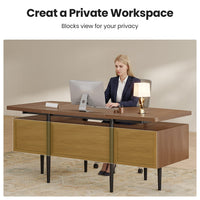 Sikaic Computer Desk 70.9" Modern Executive Desk with 2 Drawers & Open Storage Shelf Brown Brown / Engineered Wood / Modern