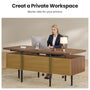 Sikaic Computer Desk 70.9" Modern Executive Desk with 2 Drawers & Open Storage Shelf Brown Brown / Engineered Wood / Modern