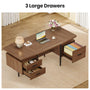 Sikaic Computer Desk 70.9" Modern Executive Desk with 2 Drawers & Open Storage Shelf Brown Brown / Engineered Wood / Modern