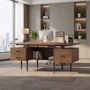 Sikaic Computer Desk 70.9" Modern Executive Desk with 2 Drawers & Open Storage Shelf Brown Brown / Engineered Wood / Modern
