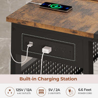 Sikaic Computer Desk 71 in Reversible L Shaped Executive Desk with Mobile File Cabinet and Power Outlets Brown Brown / Engineered Wood / Modern